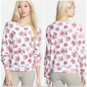 Wildfox Baggy Beach Jumper Vintage Rose Floral Sweater Crewneck Cardi Coquette M